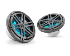 M3, 7,7-inch Marine Coaxial Speakers, Grey Metallic Sport Grilles with LED Lighting