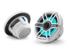 M6, 6,5-inch Marine Coaxial Speakers with Transflective LED Lighting , Gloss White Trim Ring, Gloss White Sport Grill