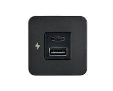 TILE - USB-A / USB-C Interiors Charging Socket 12/24V - Black Bezel